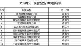 德胜集团位列2020四川省民营企业100强第6位